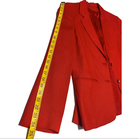 Stephen Douglas LTD Vintage Gold Buttons Fierce RED Fully Lined Blazer - Picture 13 of 14